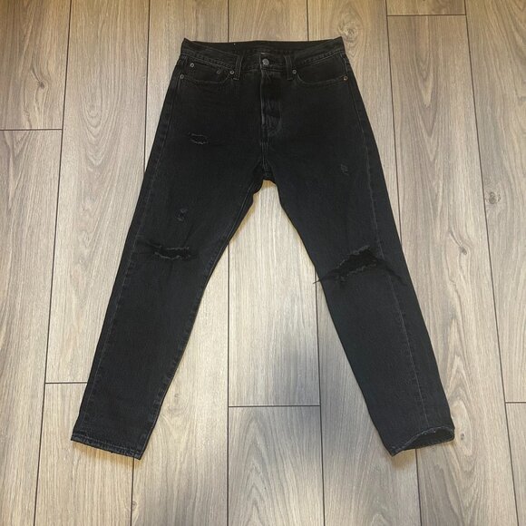 Levi's Women's Black Denim with Rips - Picture 1 of 2